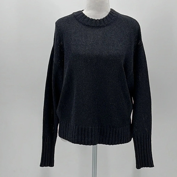 Something Navy Dropped Shoulder Crew Neck Relaxed Fit Sweater in Navy - Size XS - Picture 2 of 6